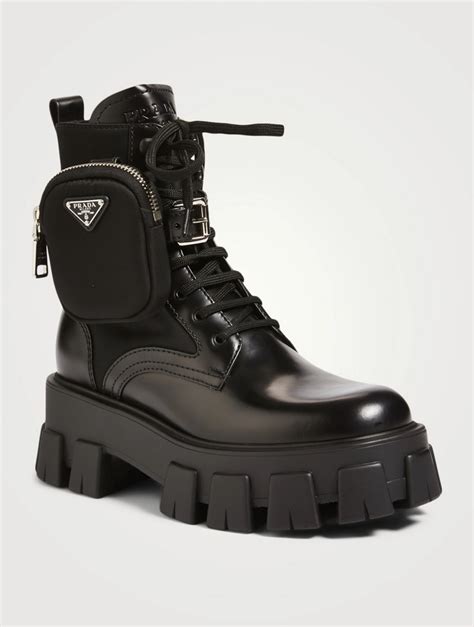 lace-up women prada boots|Prada ankle pouch combat boots.